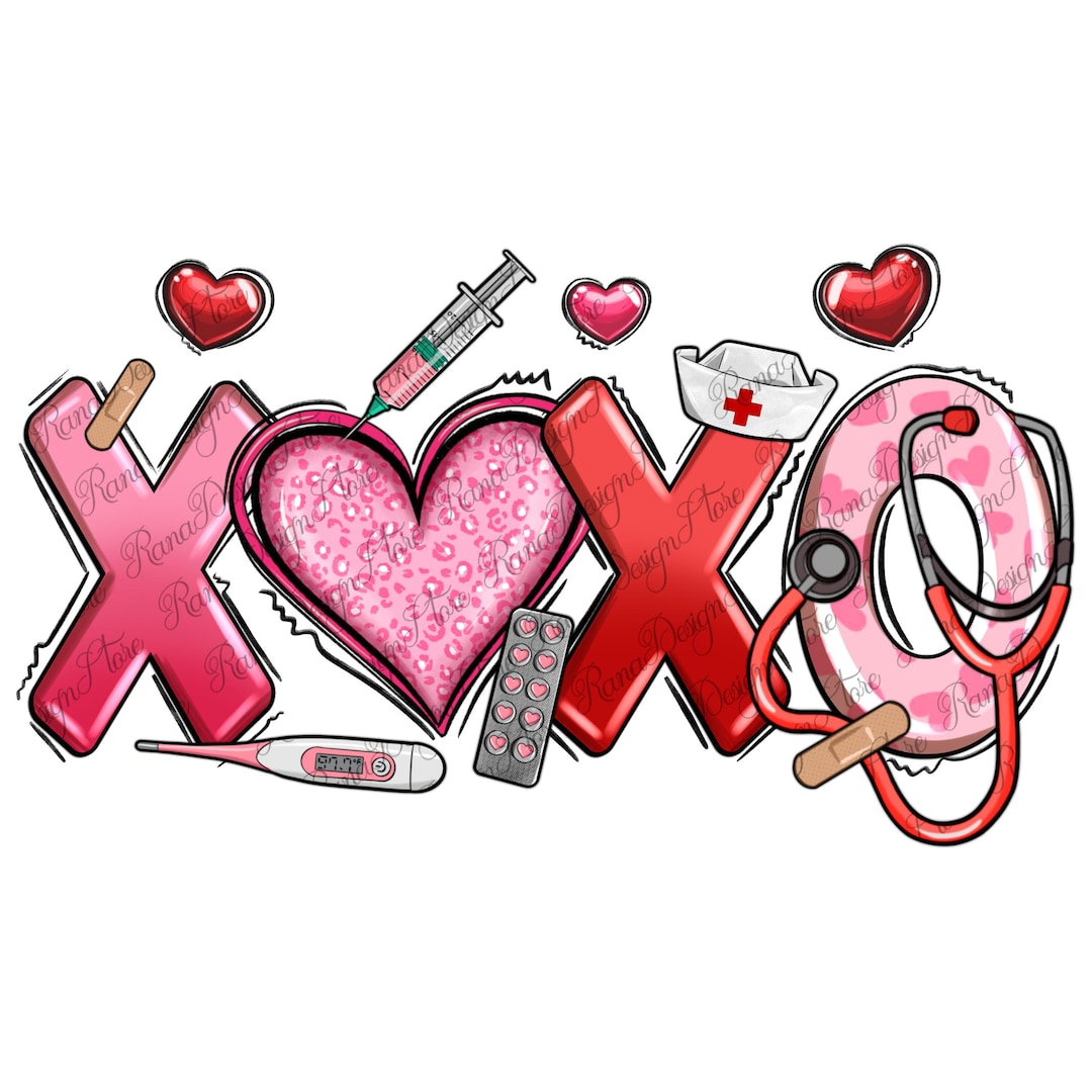 Xoxo Nurse Valentine's Day Nurse Png Sublimation Design Download, 14th ...