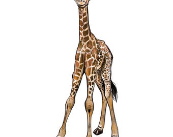 Baby giraffe png sublimation design, hand drawn giraffe png, giraffe clipart, animal designs png, safari animals png, sublimate download