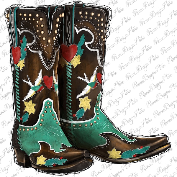 Western Cowboy Boots Png Sublimation Design, Cowboy Boots Png, Western Life Png, Texas Cowboy Boots Png, Cowgirl Boots Png, Instant Download