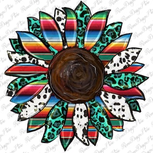 Serape Dalmatian Leopard Sunflower Png Sublimation Design, Serape Pattern  Png,Western Sunflower Png,Png Sublimation Design,Instant Download