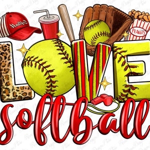 Love Softball png sublimation design download, Softball game png, sports png, game day png, sublimate designs download