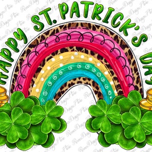 Happy St. Patrick's Day Rainbow And Shamrock Png Sublimation Design, St. Patrick's Day Png, St. Patrick's Day Rainbow Png,Digital Downloads