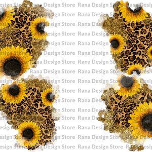 Glitter Sunflowers Leopard Background Patch Bundle,Cheetah Animal Print,Digital Download,Png Sublimation,Instant Download,Png File