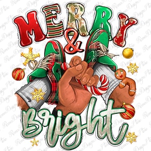 Merry and bright black boy sneakers png sublimation design download, black man png, Christmas png, sneakers life png, designs download