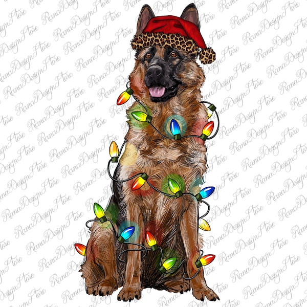 Christmas German Shepherd Png Sublimation Design, German Shepherd Png, German Dog Png, Hand Drawn Shepherd Png, Instant Download