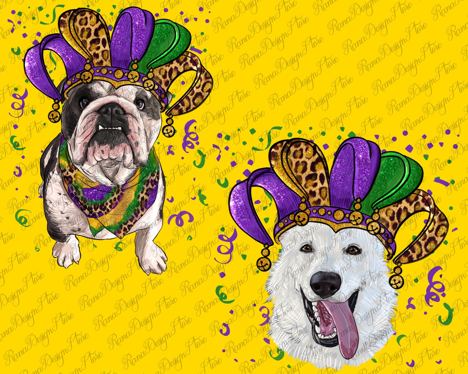 Mardi Gras Dogs With Masks Png Bundle Sublimation Design | Etsy