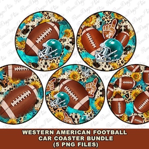 Western American Football car coaster png sublimation design bundle, western car coaster png, sport car coaster png, sublimate download