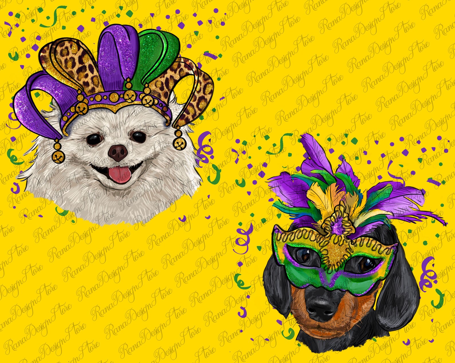 Mardi Gras Dogs With Masks Png Bundle Sublimation Design | Etsy