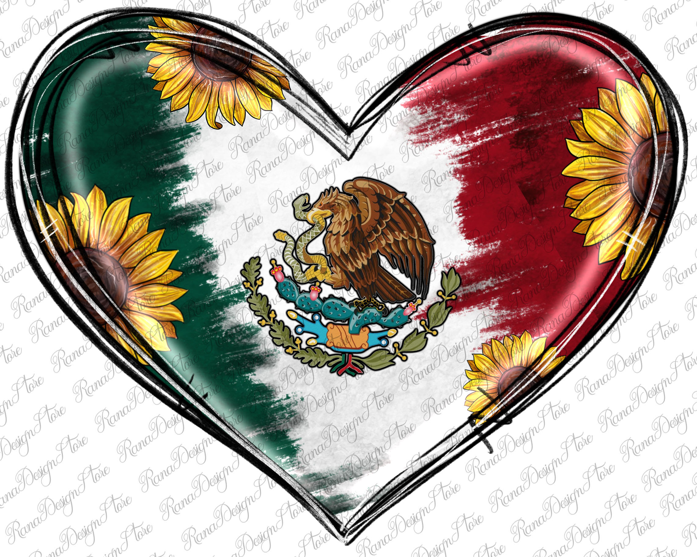 Mexican Flag Heart Art Print by AwesomeArt