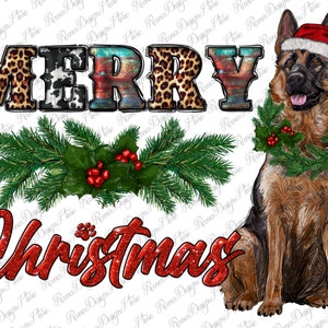 Merry Christmas German Shepherd Png Sublimation Design, Shepherd Dog Png, Merry Christmas Png, Christmas German Dog Png, Instant Download