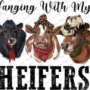 Hanging With My Heifers Png Sublimation Design, Cowboy Hat Png, Black Angus Png, Heifer Png, Calf Png, Western Cattles Png, Instant Download