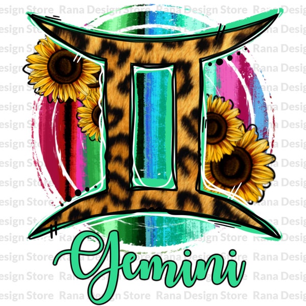 Gemini Zodiac Sign PNG Sublimation Design, Gemini png, Leopard Gemini, Western Gemini, Sunflower Gemini, Serape Gemini png,Digital Download