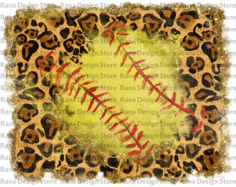 Watercolor Glitter Leopard Softball PNG,Softball Png,Softball Design,Softball Leopard Png,Softball Love,Digital Download,Instant Download