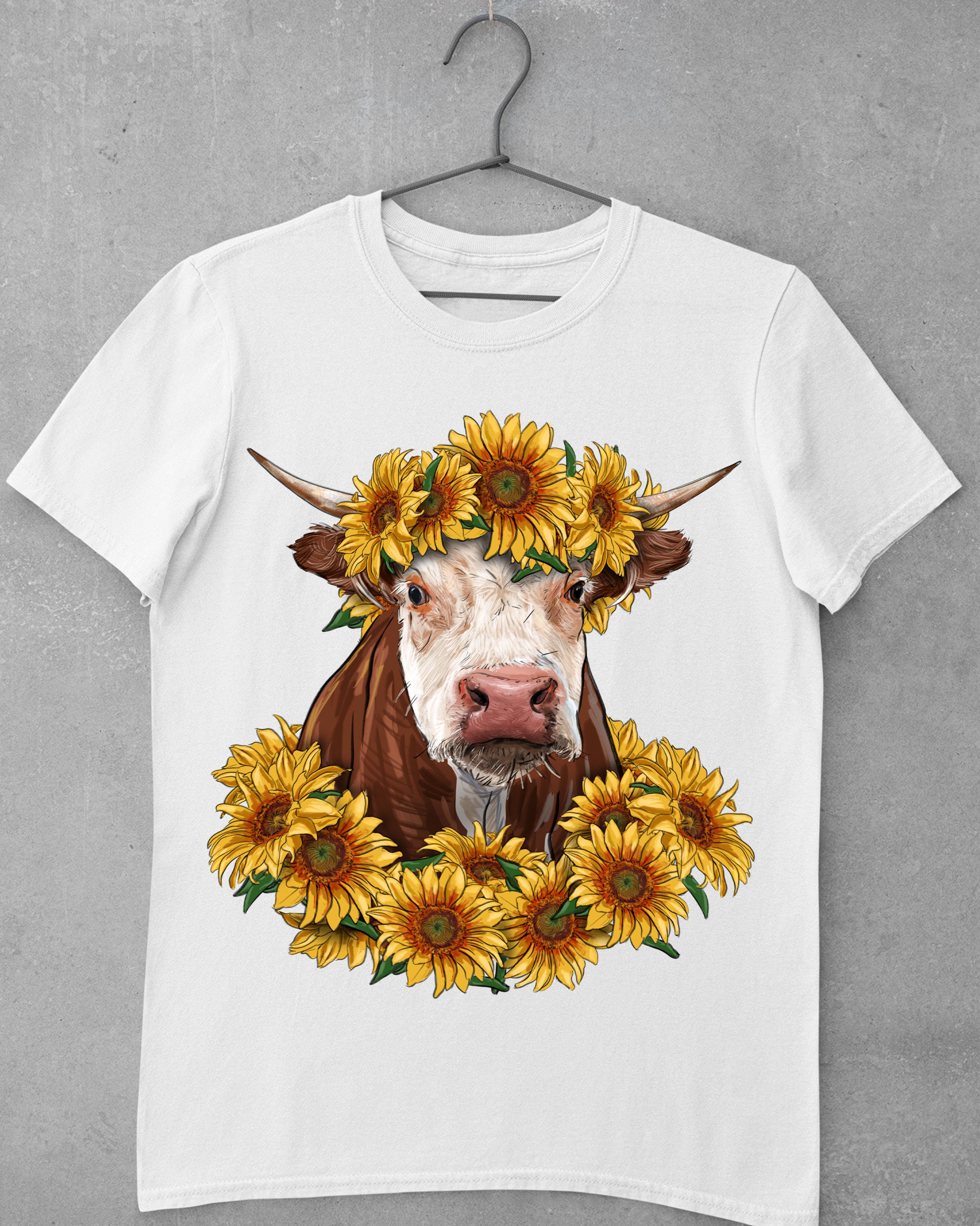 Hereford Cow With Sunflowers Png Sublimation Design Hereford | Etsy