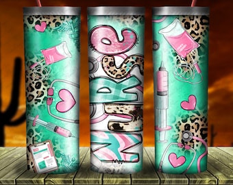 Nurse 20 oz skinny tumbler png sublimation design download, tumbler wrap png, 20 oz tumbler designs, Nurse tumbler png download