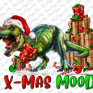 T-Rex X-Mas Mood Png Sublimacja Projekt, Boże Narodzenie Dinozaur Png, Boże Narodzenie Zwierzę Png, Wesołych Świąt Png, T-rex Png, Pobieranie Cyfrowe