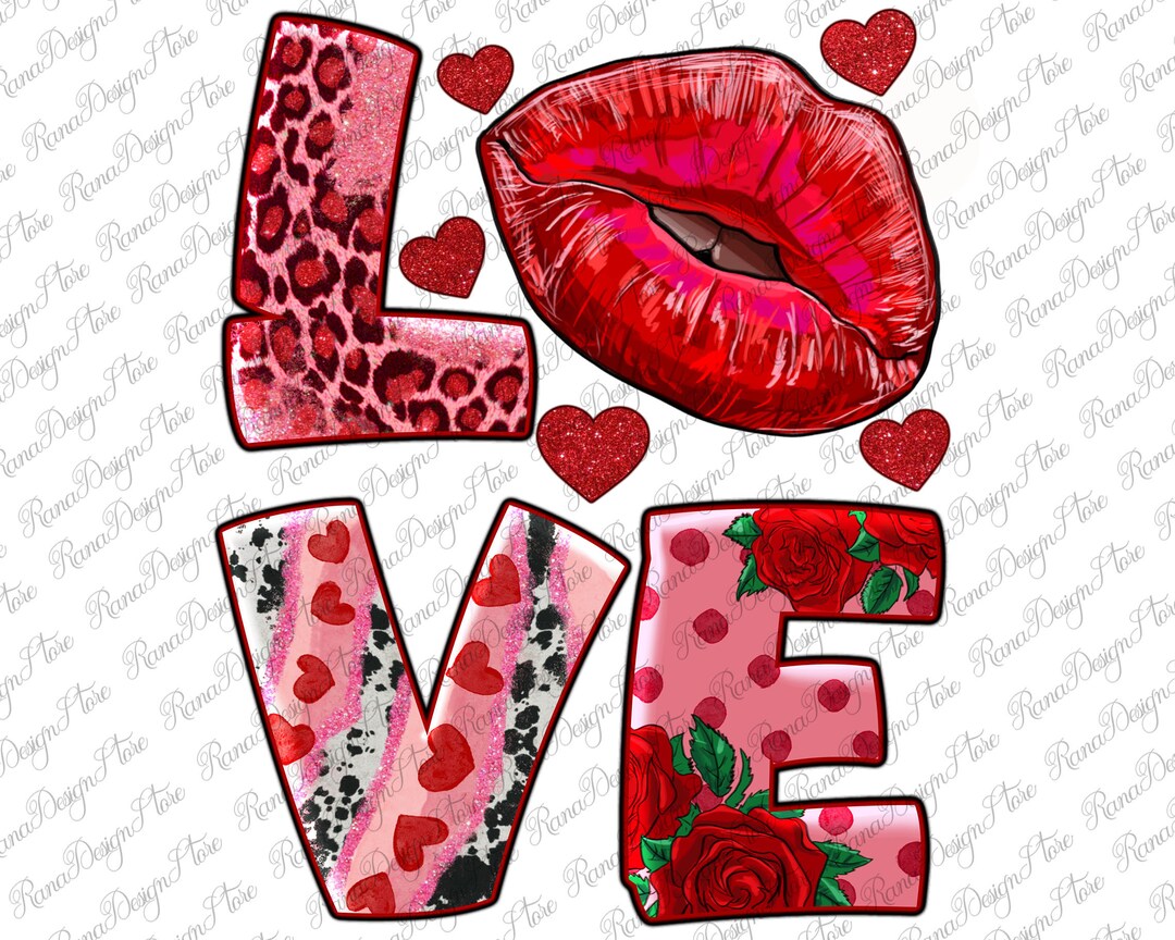 Love Kiss PNG Sublimation Design Png, Kiss Sublimation Png, Lips ...