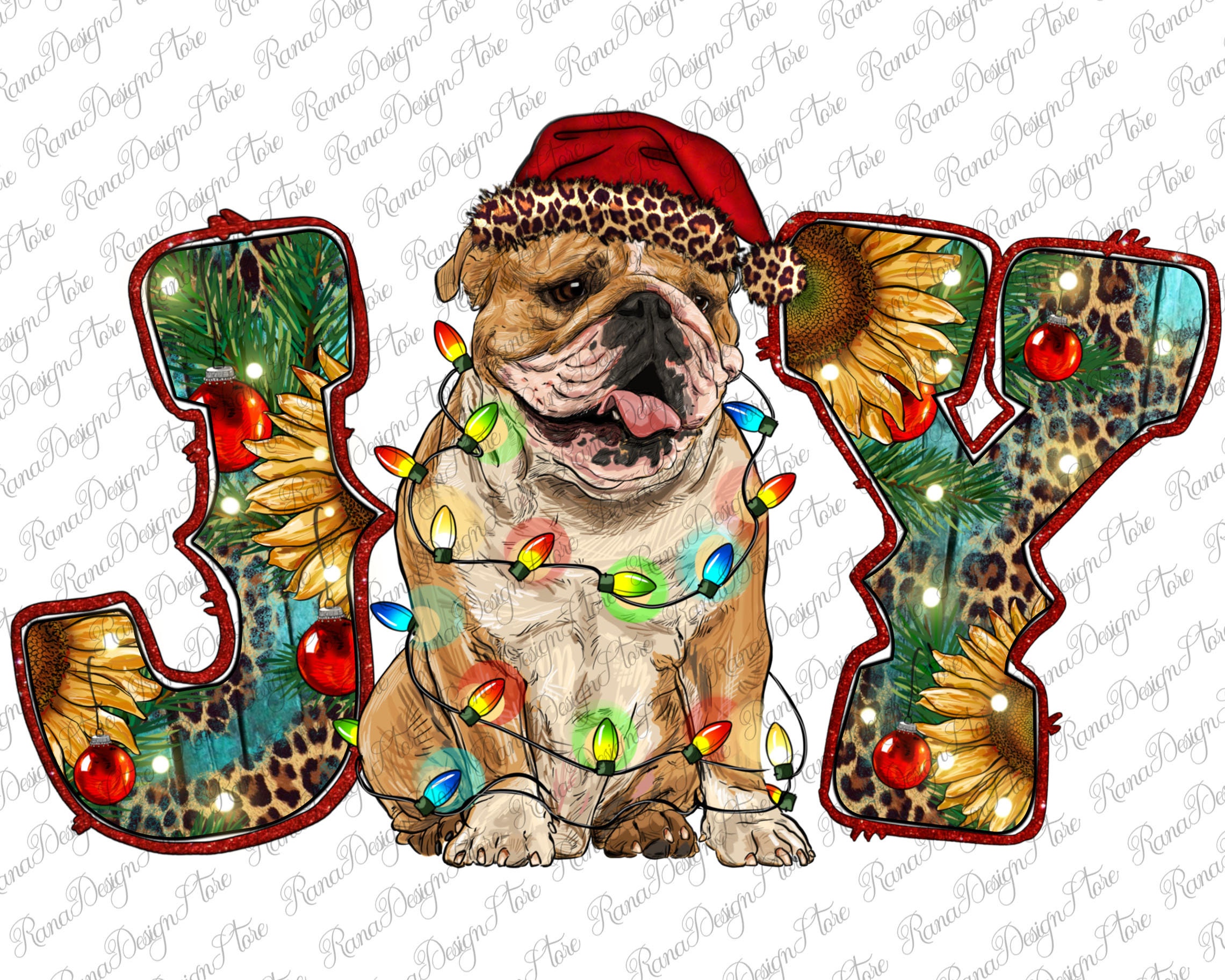 Bulldog Christmas Joy Png Cute Christmas Bulldog Png Etsy