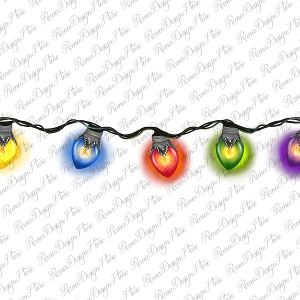 Seamless Christmas Lights Png Sublimation Design, Christmas Lights Pattern, Christmas Lights Png, Merry Christmas Png, Digital Downloads