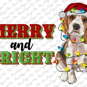 vrolijke en heldere Beagle Png sublimatie ontwerp, Kerstmis Beagle Png, Beagle Hond Png, Handgetekende Beagle Png, Western Beagle, Instant Download