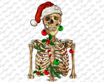 Christmas Skeleton Png Sublimation Design, Hand Drawn Skeleton Png, Merry Christmas Png, Skeleton Clipart, Merry Xmas Png, Digital Download