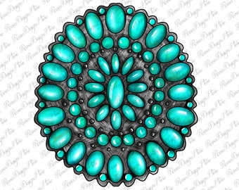 Zuni - Turquoise Cluster and Silver Pin c. 1960s, 3.25