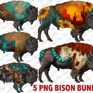 Design de sublimação Bison Bundle Png, Western Bison Png, Leopard Bison Png,Girassol Bison Png, Gemstone Bison Png, Download instantâneo