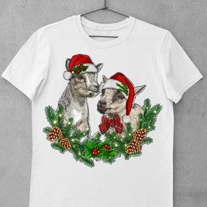 Mistletoe Christmas Baby Goats Png Sublimation Design, Baby Goats Png, Floral Goats Png, Christmas Baby Goats Png, Instant Download image 2