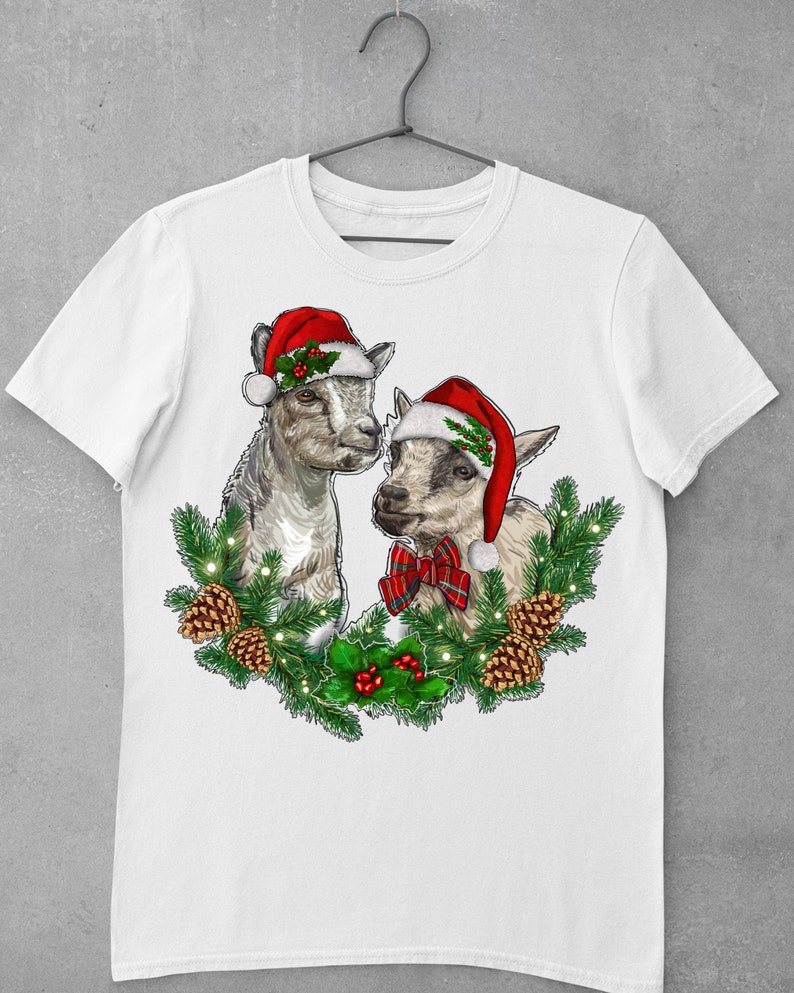 Mistletoe Christmas Baby Goats Png Sublimation Design, Baby Goats Png, Floral Goats Png, Christmas Baby Goats Png, Instant Download image 2