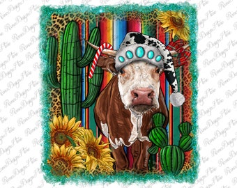 Western Christmas Cow Png Sublimation Design, Christmas Cow Png, Western Christmas Png, Cow Png, Farm Life Christmas Png, Instant Download
