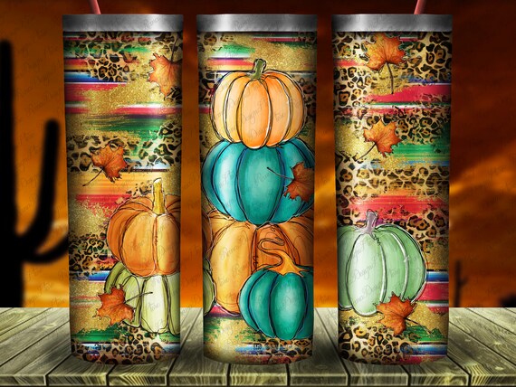 Pumpkin 20oz Skinny Tumbler Design, Western Pumpkin Tumbler, Fall Pumpkins Tumbler, Western Fall Png, Thankful Pumpkin Png, Instant Download