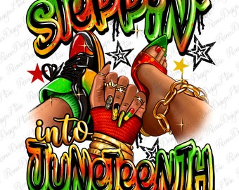 Steppin' into Juneteenth sneaker and heel afro woman png, afro woman png, Juneteenth png, black woman png,sneakers life png,designs download