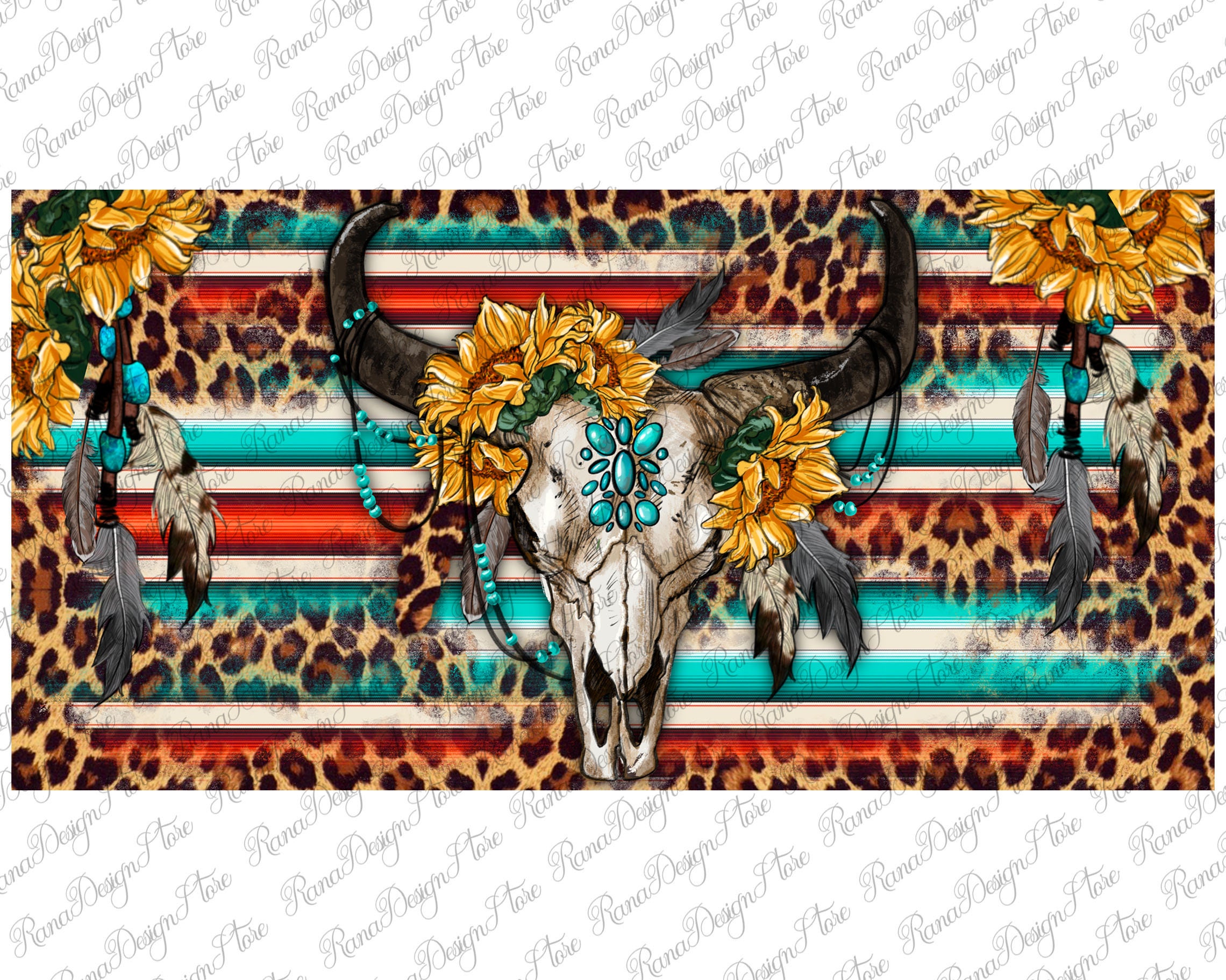 Boho Bullskull And Serape License Plate Sublimation Design Etsy