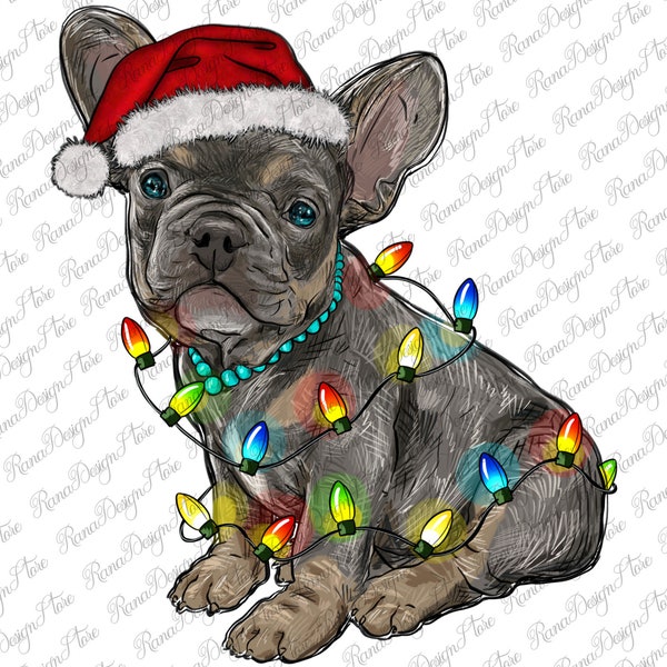 Christmas French Bulldog Png Sublimation Design, French Bulldog Png, French Dog Png, Hand Drawn Bulldog Png, Instant Download