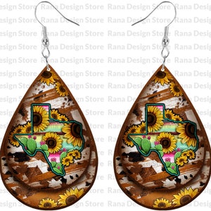 Sonnenblume Kaktus Texas Landkarte Tropfen Ohrringe Png Sublimation Design, Texas Karte Ohrringe Png, Texas Karte Png, Kaktus Ohrringe, Digitaler Download