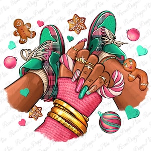 Pink Christmas black girl sneakers png sublimation design download, Christmas png, black woman  png, sneaker girl png, designs download