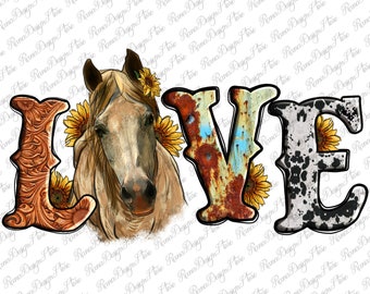 Sunflower Love Horse Sublimation Design Png ,Love Png, Horse Png, Sunflower Png, Sunflower Horse Png, Love Horse Png, Instant Download