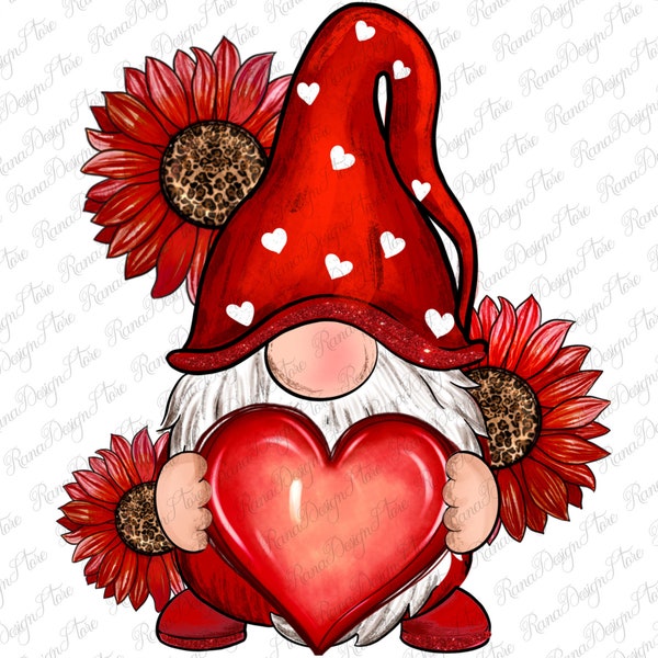 Valentine's Day red gnome png sublimation design download, Valentine's Day png, gnome png design, love gnome png, sublimate designs download