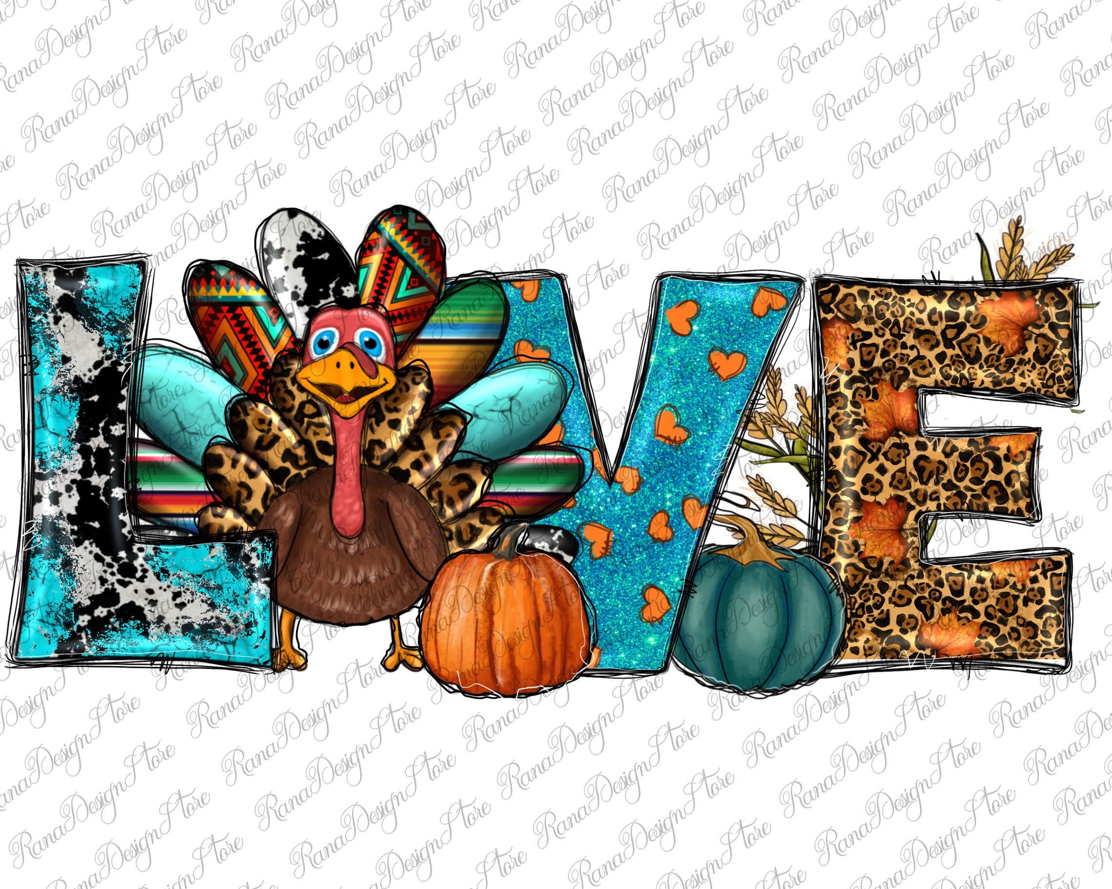 Love Thanksgivings Turkey Png Sublimation Design, Western Love Thankful Png, Love Thanksgiving Png, Western Turkey Png, Instant Download