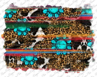 Western Leopard Gemstone Distressed Background Png Design, Leopard Background, Gemstone Background, Cowhide Background, Instant Download