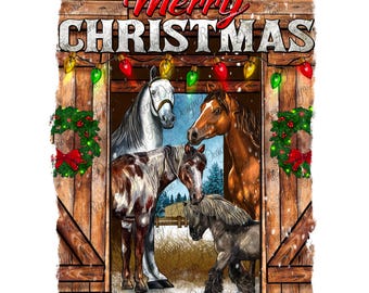 Merry Christmas horse farm png sublimation design download, Christmas png, Merry Christmas png, Christmas horse png, sublimate download