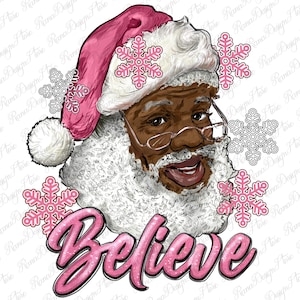 black santa dressed in pink Cute pink African-American Santa Claus Christmas Poster