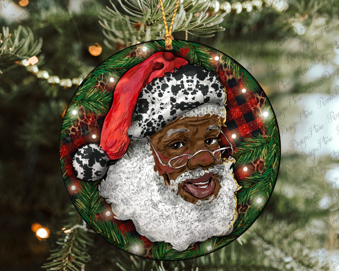 African American Santa Christmas Ornament, African Santa Christmas