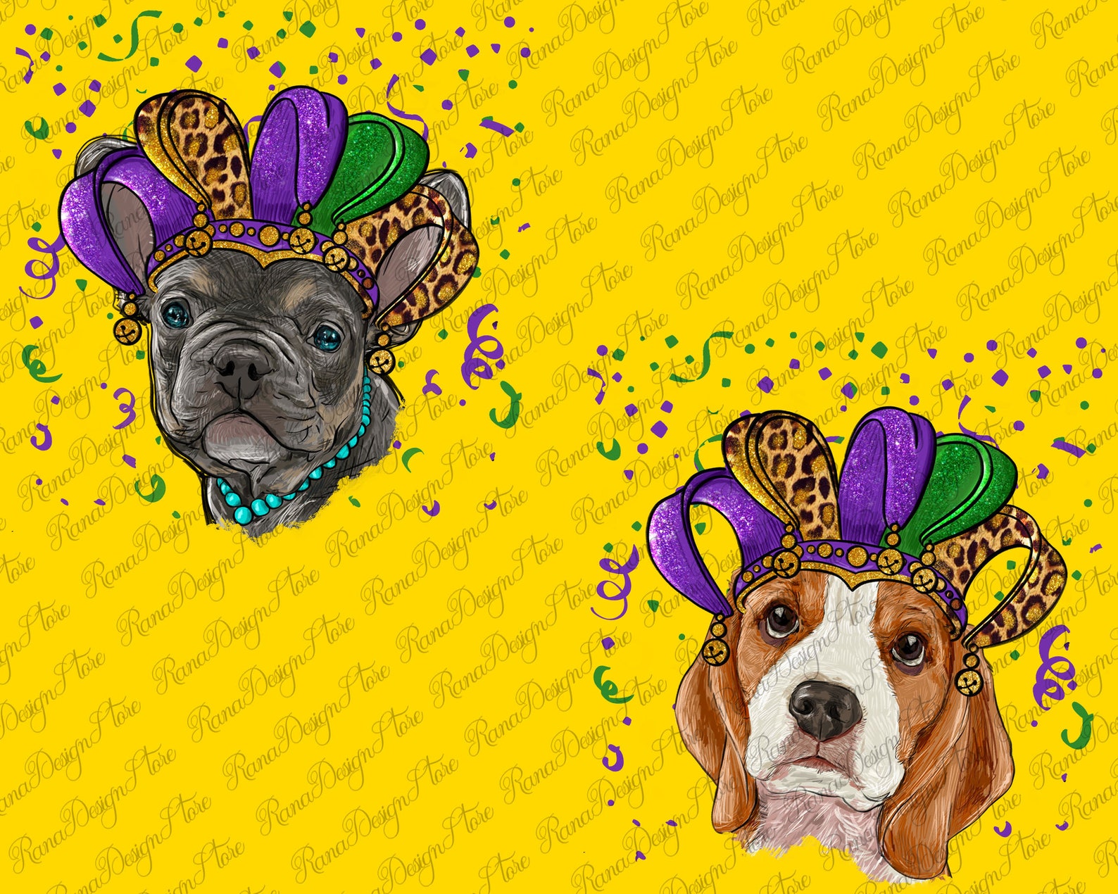 Mardi Gras Dogs With Masks Png Bundle Sublimation Design | Etsy