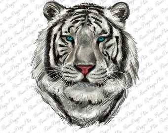 White Tiger Png Sublimation Design, Animals Sublimation Png, Western Life Png, Tiger Png, Wild Cat Png,Hand Drawn Tiger Png,Digital Download