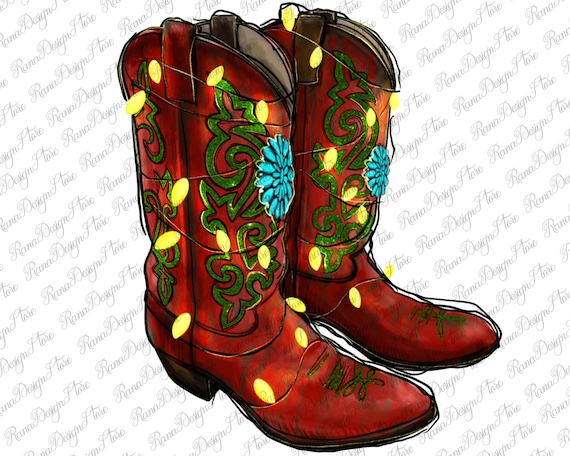 Western Christmas Boots Png Sublimation Design, Christmas Boots Png, Western Boots Png, Gemstone Boots Png, Boots Png, Instant Download
