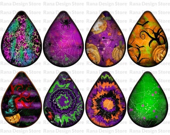 Halloween Teardrop Earring Bundle Png, Tie Dye Earrings, Halloween Png, Colorful Earrings, Earrings Sublimation, Sublimation Design Download