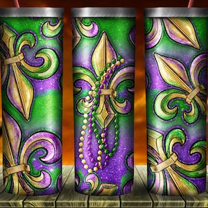 Mardi Gras Fleur De Lis 20oz skinny tumbler sublimation design download, Mardi Gras tumbler png, western tumbler png, sublimate download