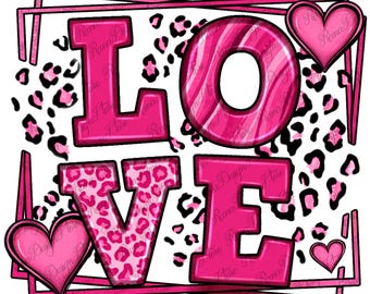 Cornice leopardata Love Valentine's Day png design di sublimazione download, 14 febbraio png, San Valentino png, western png, download di sublimazione