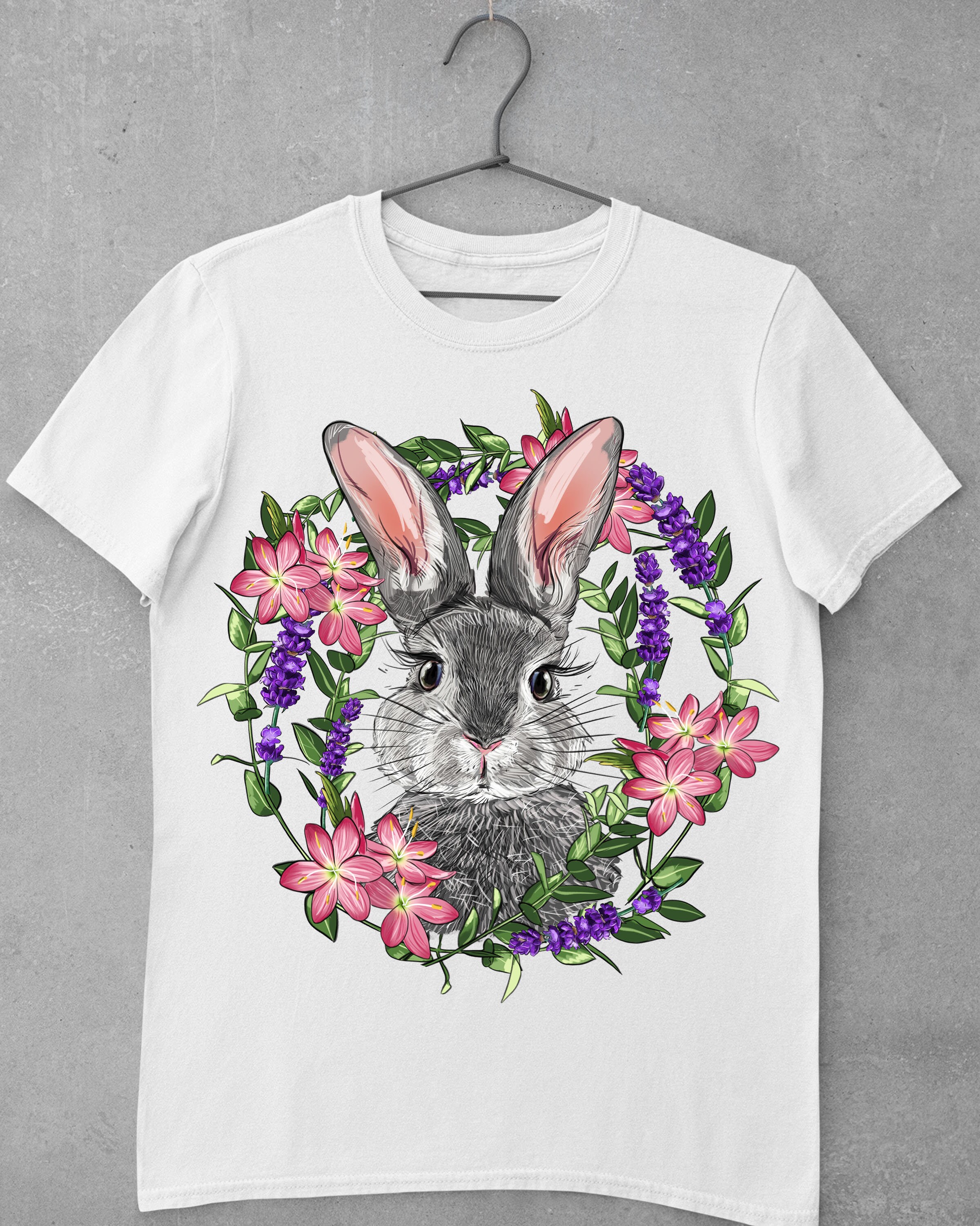 Easter Bunny With Floral Wreath Png Sublimation Design, Easter Day Png ...